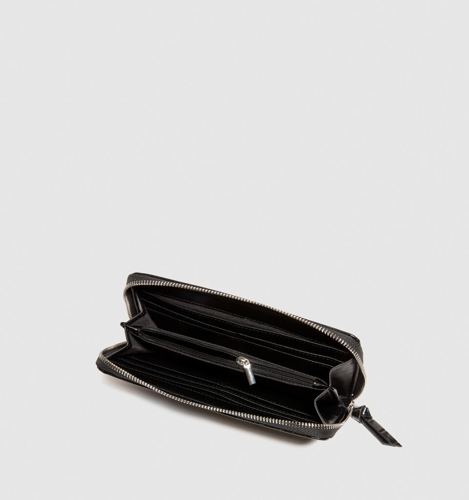Large crocodile print wallet - null - Black | Sisley image number 3
